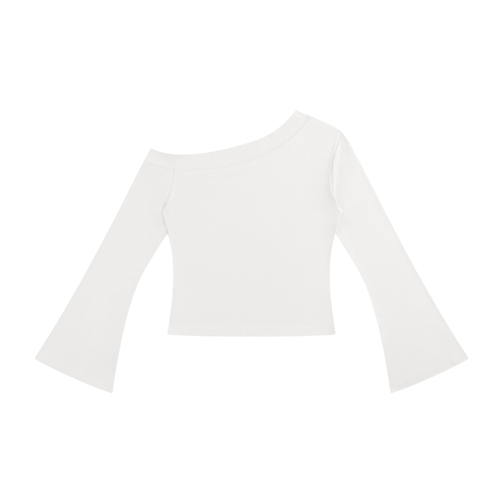 Bodycon,Offshoulder,longsleeve,tshirt,black,logo,brand,shoulder,top,white,tan,bellsleeve,asymmetricneckline,asymmetric,neckline,Everyday,everydaycasual,causal,closet,streetwear,fashion,y2k,pintrest